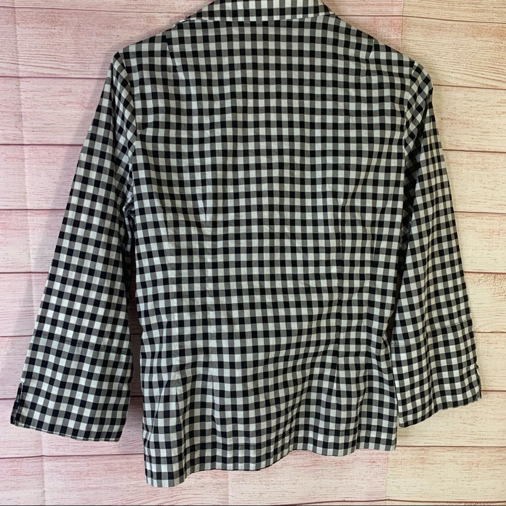 Neiman Marcus Tie Front Black & White Blouse‎ Small - Picture 4 of 4